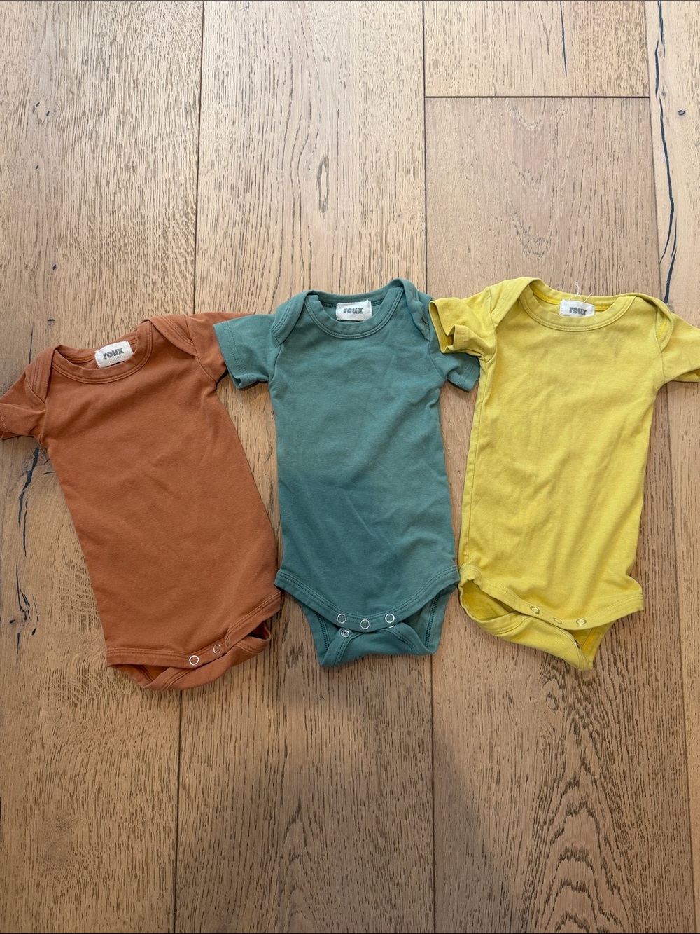 Everyday Short-Sleeve Bodysuit Trio - Mustard, Teal, Rust